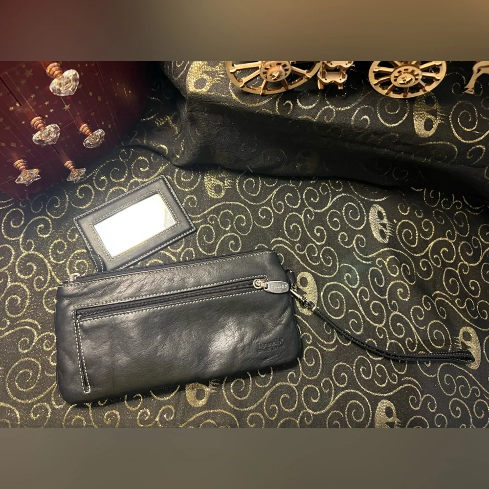 Tignanello Black Leather Clutch Wristlet